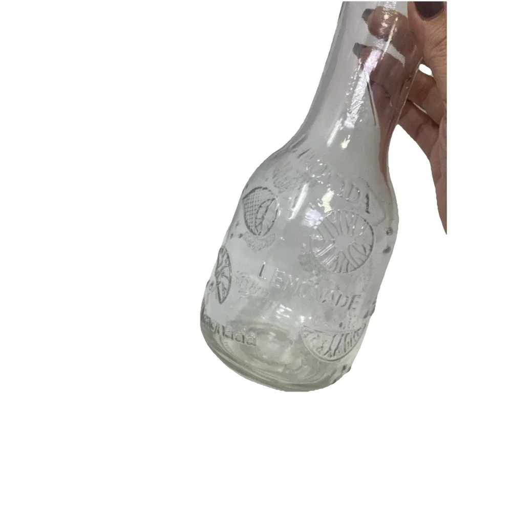 Lemonade Embossed Clear Glass Pitcher Carafe 9-3/4